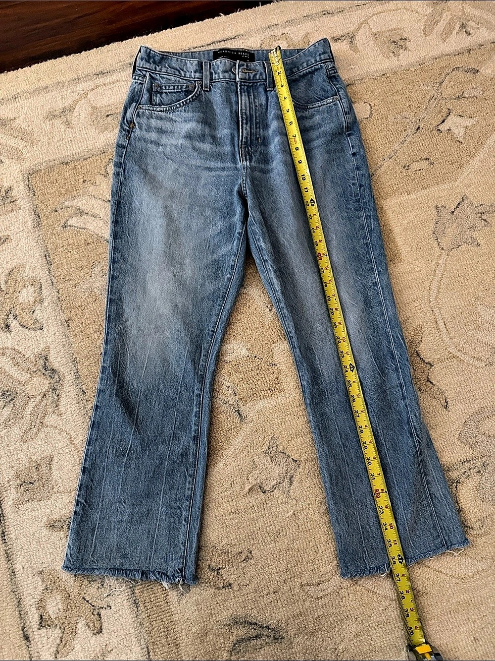 Veronica Beard Carly Kick Flare High Rise Jeans Cropped Jeans Blue Waist 28